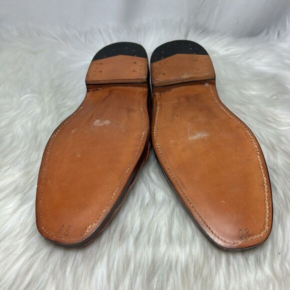 David Espinoza‎ Cognac Alligator Leather Loafers Sz 8D main image 4